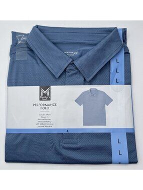 Member's Mark Men's Performance Polo Shirt-Size Large Short Sleeve Blue